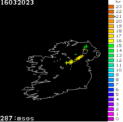 Lightning Report for Ireland on Thursday 16 March 2023