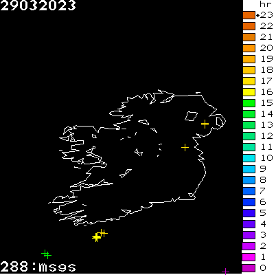 Lightning Report for Ireland on Wednesday 29 March 2023