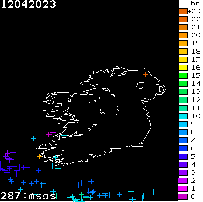 Lightning Report for Ireland on Wednesday 12 April 2023