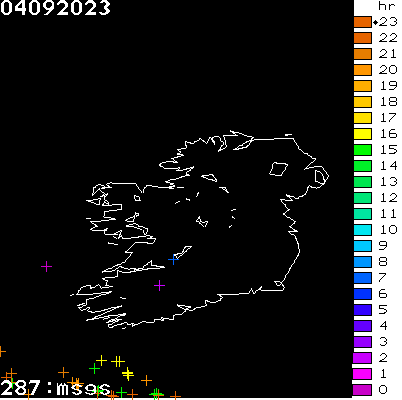 Lightning Report for Ireland on Monday 04 September 2023