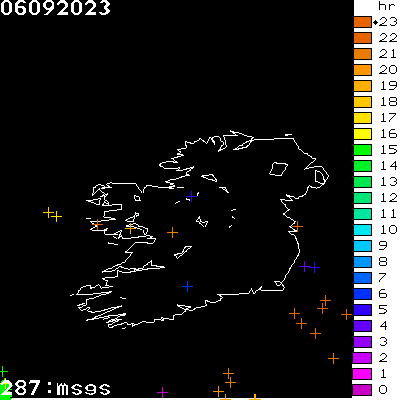 Lightning Report for Ireland on Wednesday 06 September 2023