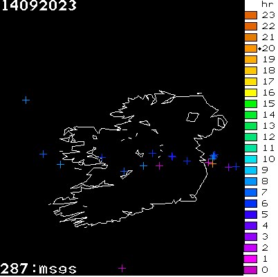 Lightning Report for Ireland on Thursday 14 September 2023