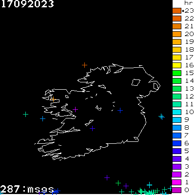 Lightning Report for Ireland on Sunday 17 September 2023