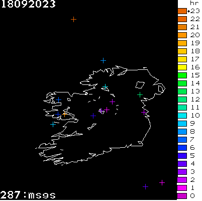 Lightning Report for Ireland on Monday 18 September 2023