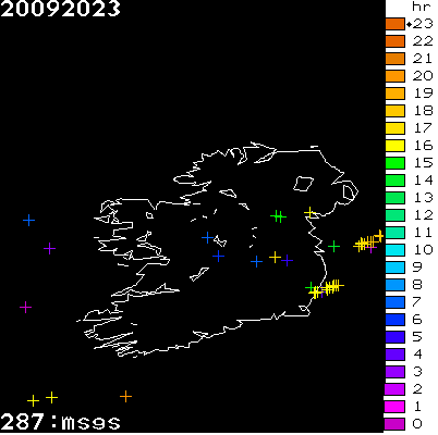Lightning Report for Ireland on Wednesday 20 September 2023