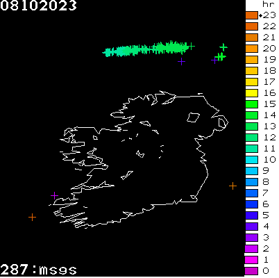 Lightning Report for Ireland on Sunday 08 October 2023