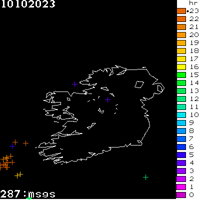 Lightning Report for Ireland on Tuesday 10 October 2023