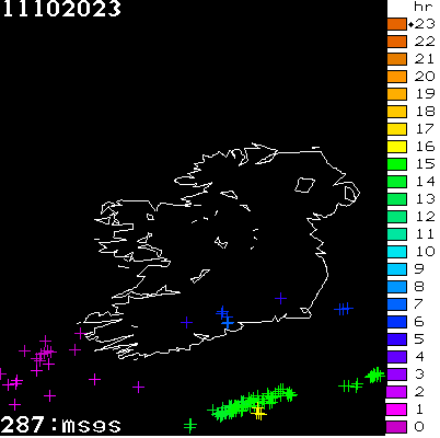 Lightning Report for Ireland on Wednesday 11 October 2023