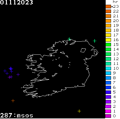 Lightning Report for Ireland on Wednesday 01 November 2023