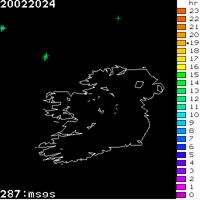 Lightning Report for Ireland on Tuesday 20 February 2024