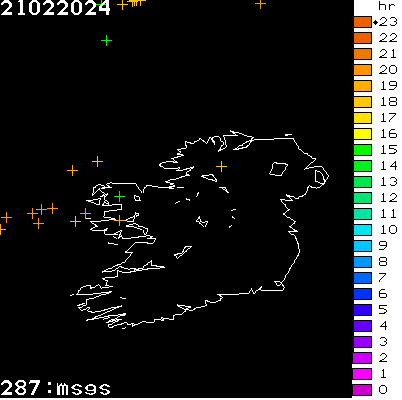 Lightning Report for Ireland on Wednesday 21 February 2024