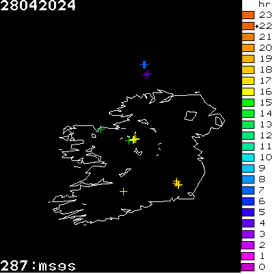 Lightning Report for Ireland on Sunday 28 April 2024