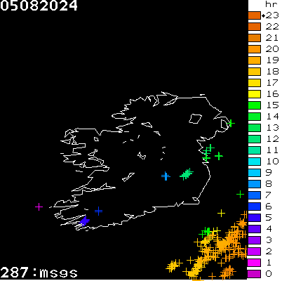 Lightning Report for Ireland on Monday 05 August 2024