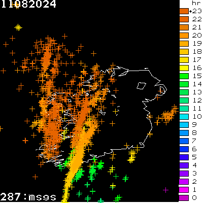 Lightning Report for Ireland on Sunday 11 August 2024