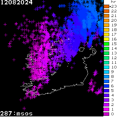 Lightning Report for Ireland on Monday 12 August 2024