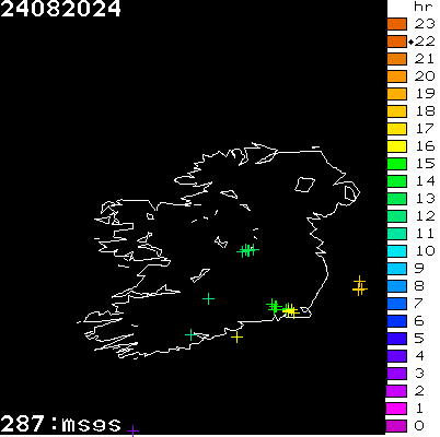 Lightning Report for Ireland on Saturday 24 August 2024