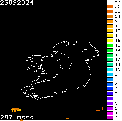 Lightning Report for Ireland on Wednesday 25 September 2024