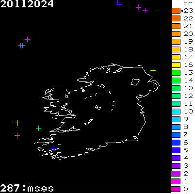 Lightning Report for Ireland on Wednesday 20 November 2024