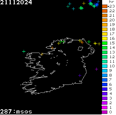 Lightning Report for Ireland on Thursday 21 November 2024