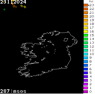 Lightning Report for Ireland on Saturday 23 November 2024