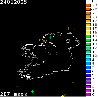 Lightning Report for Ireland on Friday 24 January 2025