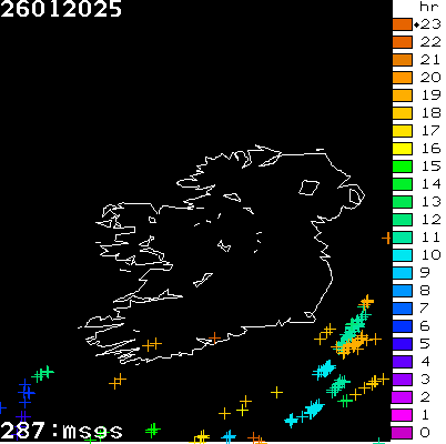 Lightning Report for Ireland on Sunday 26 January 2025