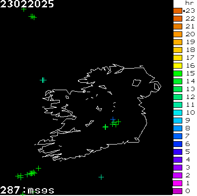 Lightning Report for Ireland on Sunday 23 February 2025
