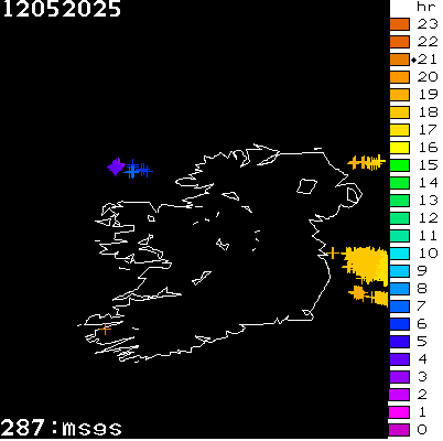 Lightning Report for Ireland on Monday 12 May 2025