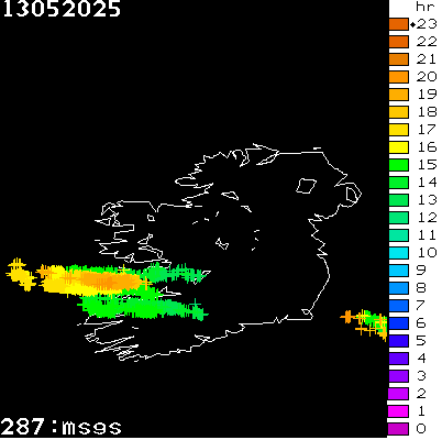 Lightning Report for Ireland on Tuesday 13 May 2025