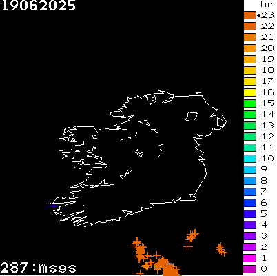 Lightning Report for Ireland on Thursday 19 June 2025