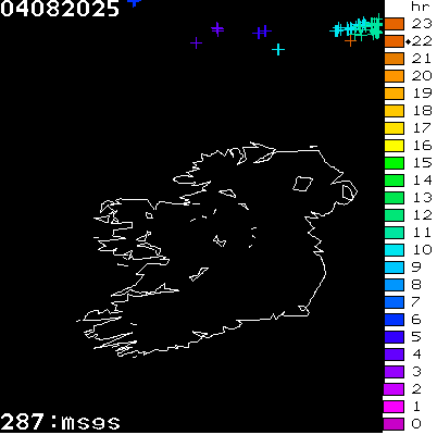 Lightning Report for Ireland on Monday 04 August 2025