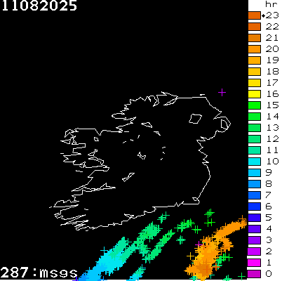 Lightning Report for Ireland on Monday 11 August 2025