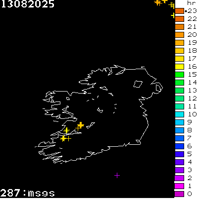 Lightning Report for Ireland on Wednesday 13 August 2025