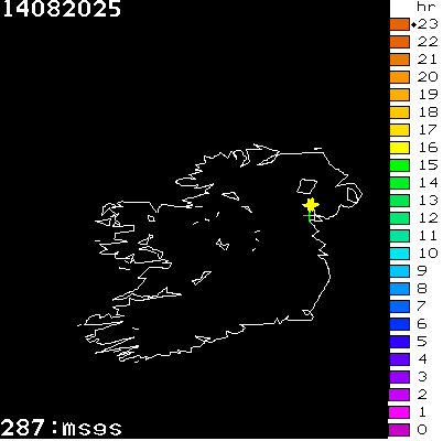 Lightning Report for Ireland on Thursday 14 August 2025