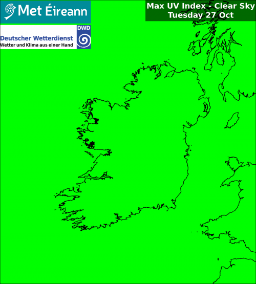Max UV Index - Clear Sky - Tuesday, 27 Oct 2020 Max UV Index - Clear Sky - Tuesday, 27 Oct 2020
