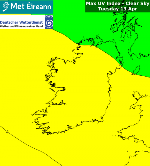 Max UV Index - Clear Sky - Tuesday, 13 Apr 2021 Max UV Index - Clear Sky - Tuesday, 13 Apr 2021