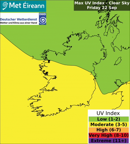 Max UV Index - Clear Sky - Friday, 22 Sep 2023 Max UV Index - Clear Sky - Friday, 22 Sep 2023