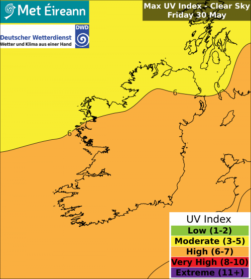 Max UV Index - Clear Sky - Friday, 30 May 2025 Max UV Index - Clear Sky - Friday, 30 May 2025