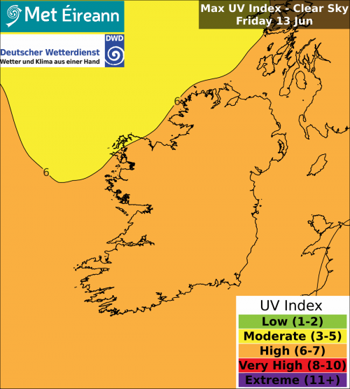 Max UV Index - Clear Sky - Friday, 13 Jun 2025 Max UV Index - Clear Sky - Friday, 13 Jun 2025