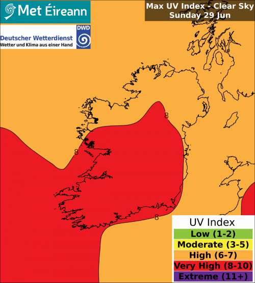 Max UV Index - Clear Sky - Sunday, 29 Jun 2025 Max UV Index - Clear Sky - Sunday, 29 Jun 2025