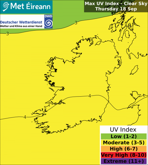 Max UV Index - Clear Sky - Thursday, 18 Sep 2025
