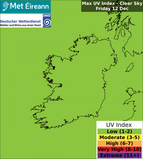 Max UV Index - Clear Sky - Friday, 12 Dec 2025