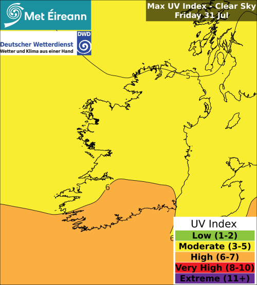 Max UV Index - Clear Sky - Friday, 31 Jul 2026