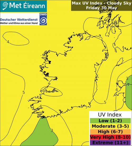 Max UV Index - Cloudy Sky - Friday, 30 May 2025 Max UV Index - Cloudy Sky - Friday, 30 May 2025