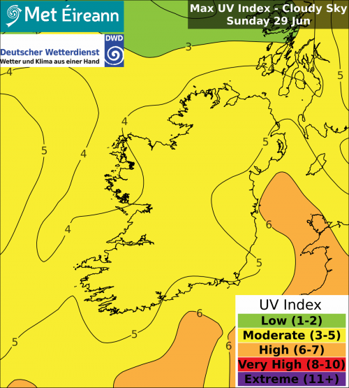 Max UV Index - Cloudy Sky - Sunday, 29 Jun 2025 Max UV Index - Cloudy Sky - Sunday, 29 Jun 2025