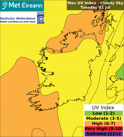 Max UV Index - Cloudy Sky - Tuesday, 01 Jul 2025 Max UV Index - Cloudy Sky - Tuesday, 01 Jul 2025