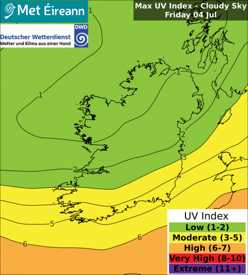 Max UV Index - Cloudy Sky - Friday, 04 Jul 2025