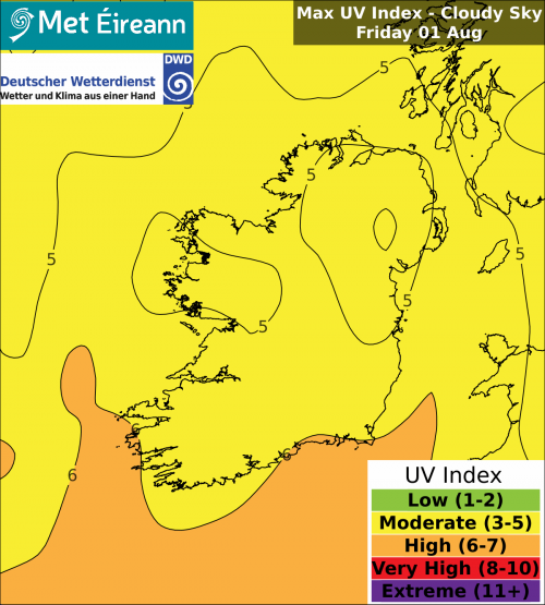Max UV Index - Cloudy Sky - Friday, 01 Aug 2025 Max UV Index - Cloudy Sky - Friday, 01 Aug 2025