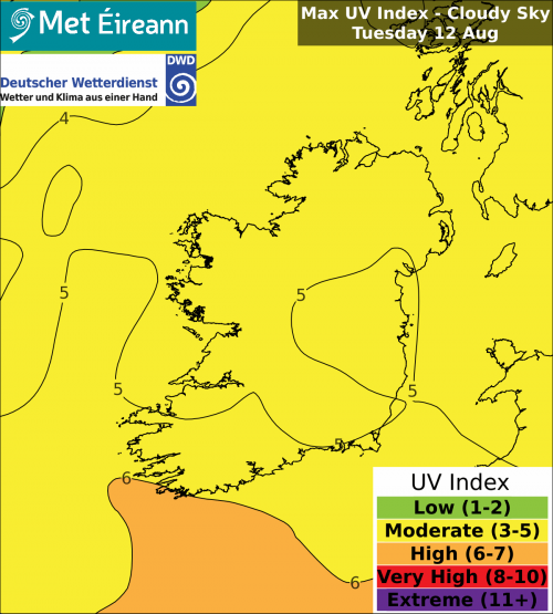 Max UV Index - Cloudy Sky - Tuesday, 12 Aug 2025 Max UV Index - Cloudy Sky - Tuesday, 12 Aug 2025