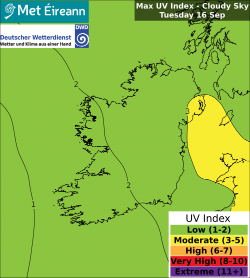 Max UV Index - Cloudy Sky - Tuesday, 16 Sep 2025